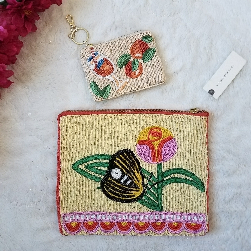 Anthropologie Beaded Pouch & Coin Pouch
